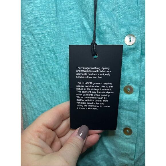 NWT Chaser Button Up Tank Top in Aqua - Picture 4 of 5